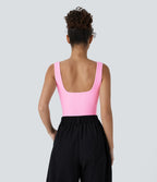 Seamless square neck backless bodysuit
