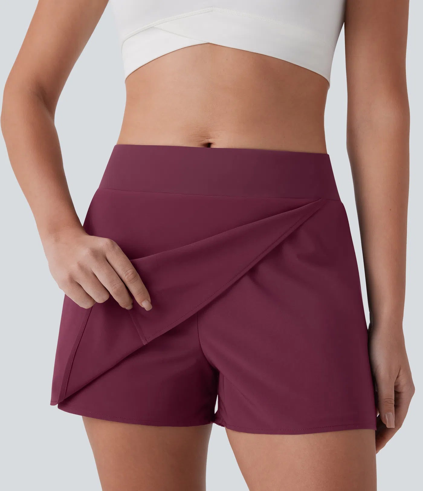 Breezeful™ Quick Dry Mid-Rise Draped Yoga Shorts with Side Pockets