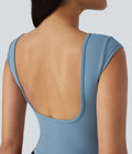 Softlyzero™ Casual Boat Neck Short Sleeve Backless Cropped T-Shirt - UPF50+