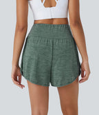 2-in-1 High Waist Sport Shorts with Side Pockets