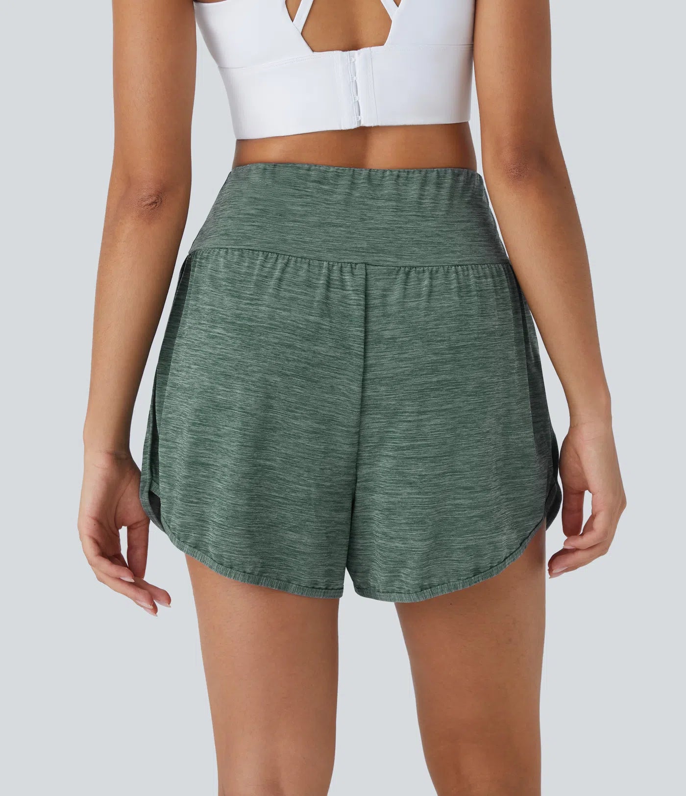 2-in-1 High Waist Sport Shorts with Side Pockets