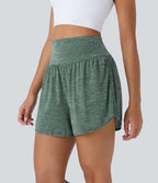 2-in-1 High Waist Sport Shorts with Side Pockets