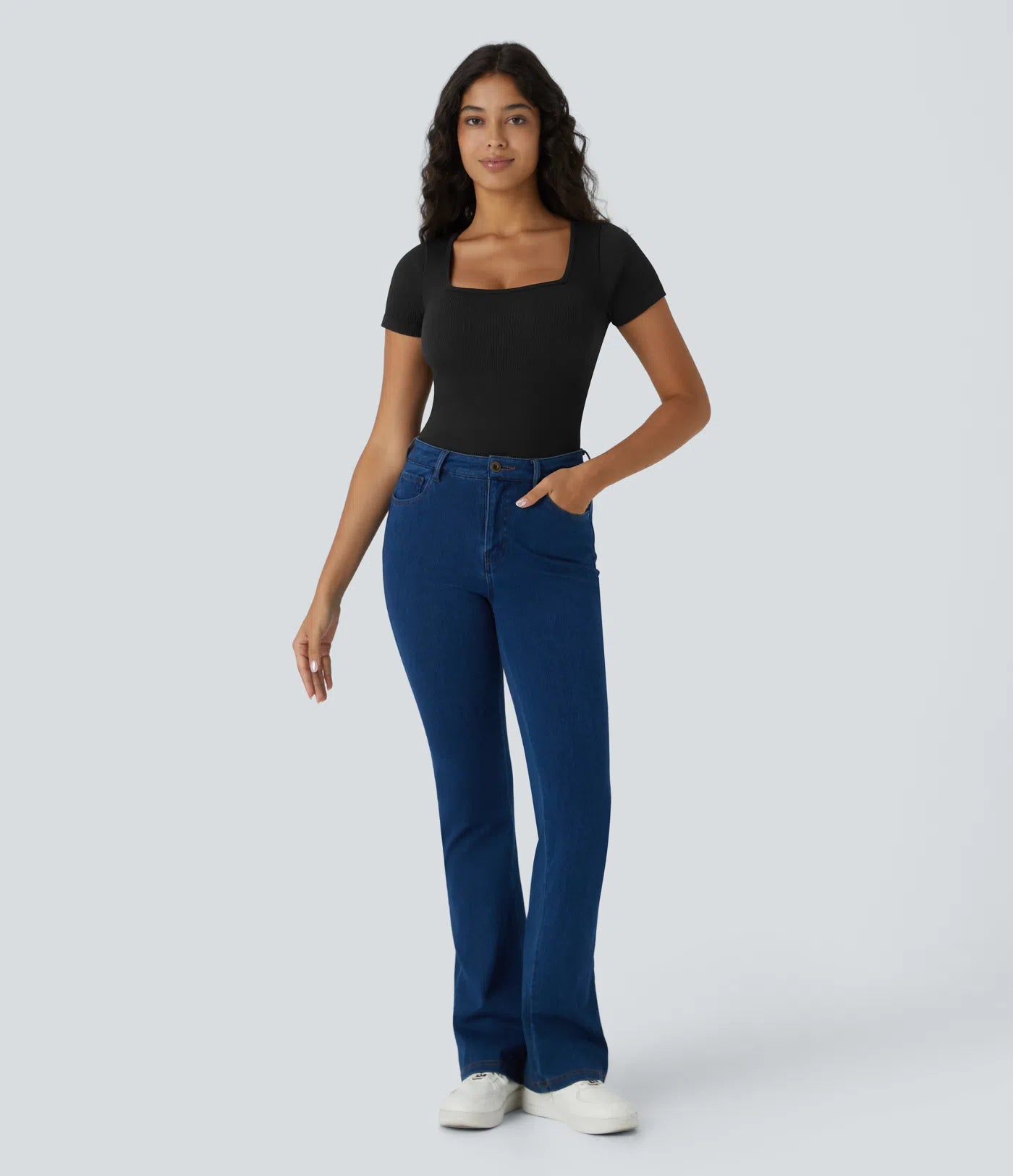 Seamless Bodysuit - Square Neck &amp; Short Sleeves