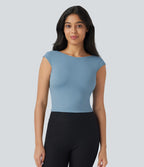 Softlyzero™ Casual Boat Neck Short Sleeve Backless Cropped T-Shirt - UPF50+