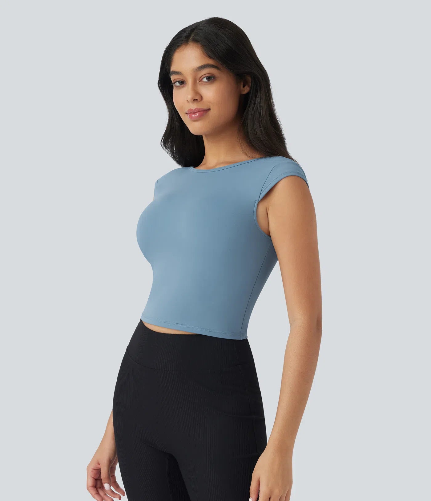 Softlyzero™ Casual Boat Neck Short Sleeve Backless Cropped T-Shirt - UPF50+