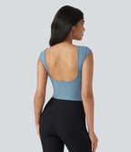 Softlyzero™ Casual Boat Neck Short Sleeve Backless Cropped T-Shirt - UPF50+