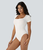Seamless Bodysuit - Square Neck &amp; Short Sleeves