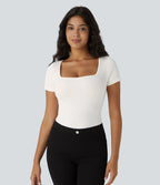 Seamless Bodysuit - Square Neck &amp; Short Sleeves