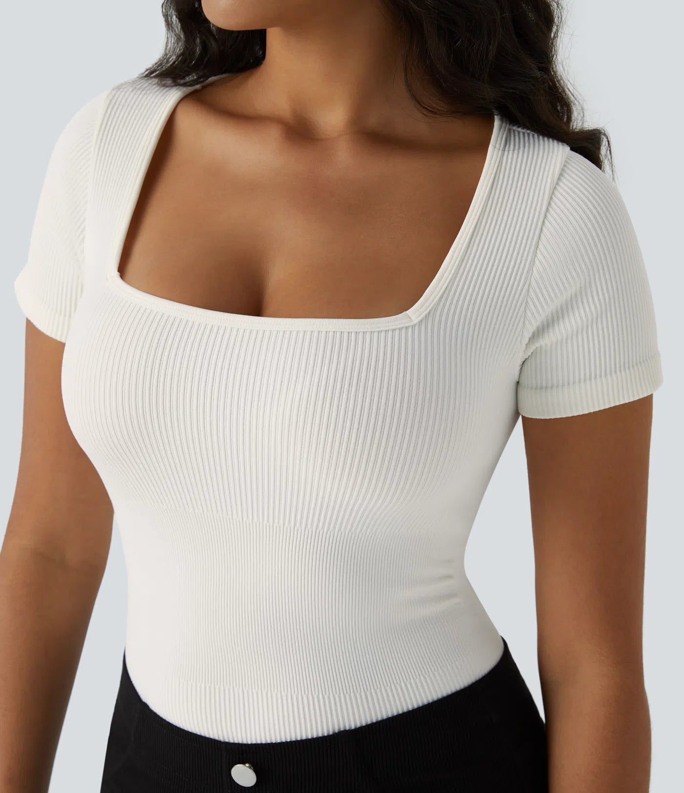 Seamless Bodysuit - Square Neck &amp; Short Sleeves